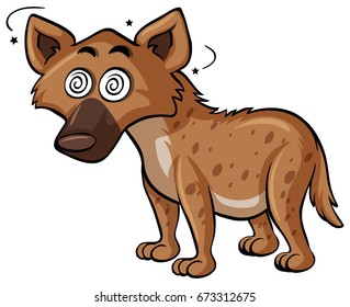 Wild dog with dizzy face illustration