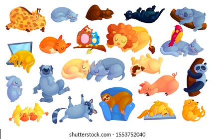 Wild and domestic animals cartoon stickers set. Cute pets, zoo and farm inhabitants icon collection. Kawaii wildlife and farm creatures isolated scrapbook patches. Fauna vector illustrations