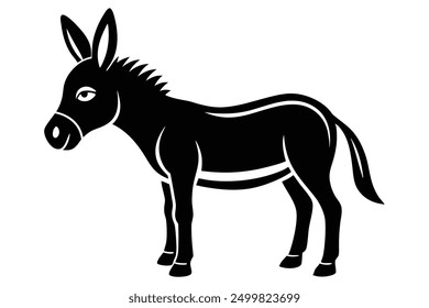 A wild donkey  vector art in white background illustration.