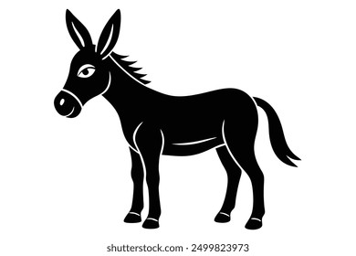 A wild donkey  vector art in white background illustration.