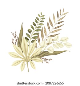 Wild dried plants and flowers. Bouquet in trendy colors for your own design vector illustration