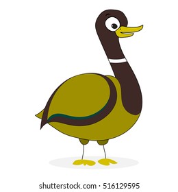 Wild duck cartoon. Vector isolated, duck hunting illustration