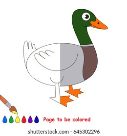 Wild Duck, the coloring book to educate preschool kids with easy gaming level, the kid educational game to color the colorless half by sample.