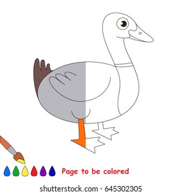 Wild Duck, the coloring book to educate preschool kids with easy gaming level, the kid educational game to color the colorless half by sample.