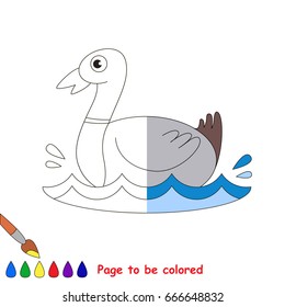 Wild Duck, the coloring book to educate preschool kids with easy gaming level, the kid educational game to color the colorless half by sample.