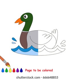 Wild Duck, the coloring book to educate preschool kids with easy gaming level, the kid educational game to color the colorless half by sample.