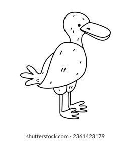 Wild duck. Hand drawn doodle style. Vector illustration isolated on white. Coloring page.
