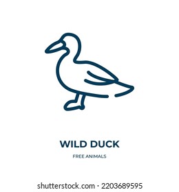 Wild duck icon. Linear vector illustration from free animals collection. Outline wild duck icon vector. Thin line symbol for use on web and mobile apps, logo, print media.