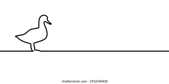 Wild duck line pattern. Animal bird, farm sign. Flat vector cartoon ducks. 