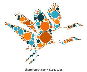 wild duck shape vector design by color point
