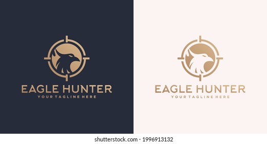 wild eagle hunter logo template design