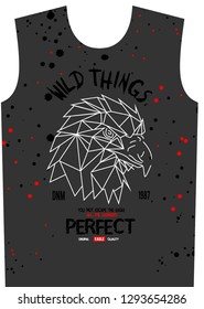 Wild Eagle print for t-shirt graphic, vector