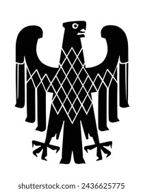 Wild eagle silhouette with spread wings. Coat of arms of city Potsdam vector illustration isolated Brandenburg state, Germany. Heraldic bird national symbol.