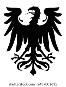 Wild eagle silhouette with spread wings. German state of Brandenburg coat of arms, vector silhouette illustration isolated on white background. Heraldic bird national symbol.