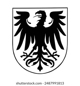 Wild eagle silhouette with spread wings. German state of Brandenburg coat of arms, vector silhouette illustration isolated on white background. Heraldic bird national symbol.