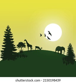 Wild Earth Scenery Landscape Vector Illustration