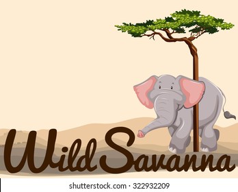 Elefante salvaje en la ilustración de sabana