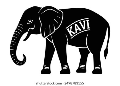 A wild elephant  vector art in white background illustration.