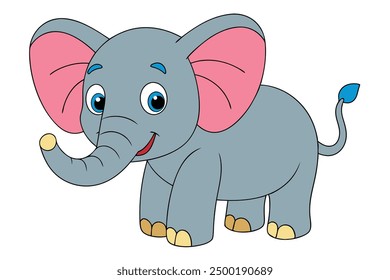 Un Arte vectorial de elefante salvaje en ilustración de fondo blanco.