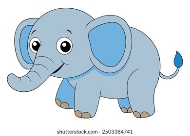 A wild elephant vector art in white background illustration.