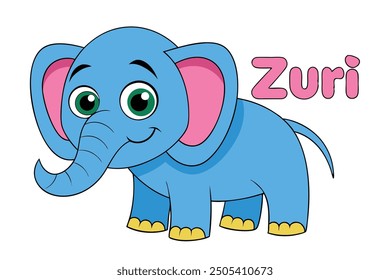 A wild elephant vector art in white background illustration.