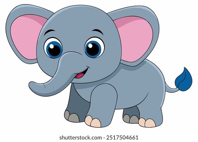 A wild elephant vector art in white background illustration.