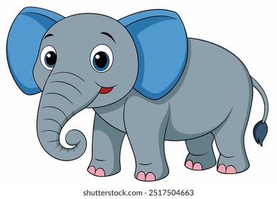 Uma arte vetorial de elefante selvagem em ilustração de fundo branco.