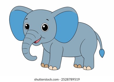 The wild elephant vector art in white background illustration.
