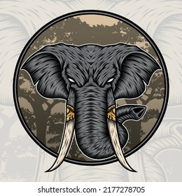Wild Elephant Vector. Premium vector