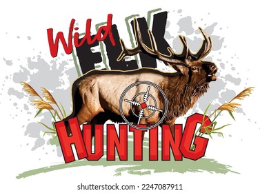 Wild Elk Hunting Vector Design