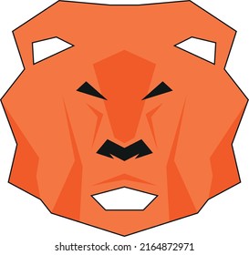 Wild Evil Lion. Head Of Animal. Geometric Graphic Illustration.