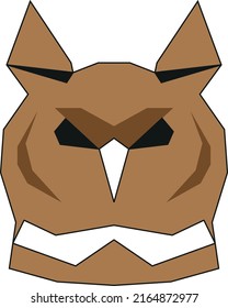 Wild Evil Owl. Head Of Animal. Geometric Graphic Illustration.