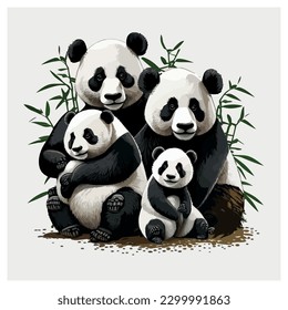 Animales salvajes y exóticos. Familia panda y kolal