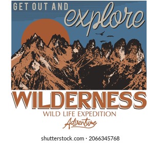 Wild explore graphic print t shirt design. wildlife explorer artwork for apparel, poster, sticker and others.