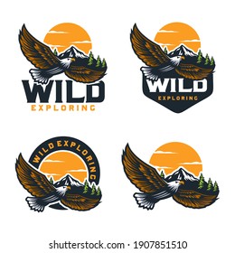 Wild exploring outdoor logo design template