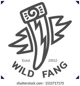 Wild Fang. Template emblem for sport or kids clothes, t-shirt decor. Vector