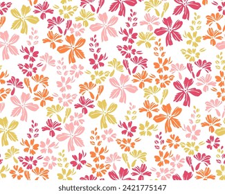 Wild field buttercup flowers endless ornament vector design. Ditsy primitive motif. Rustic chic fabric print with flower inflorescences. Buttercups bloom summer print.