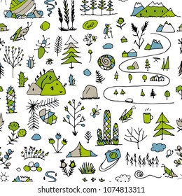 Wild field, nature seamless pattern for your design