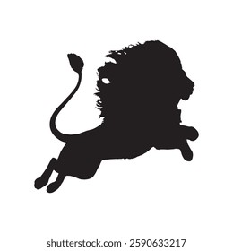 Wild and Fierce Attacking Lion Silhouette with Intense Details - Lion Vector - Lion Icon
