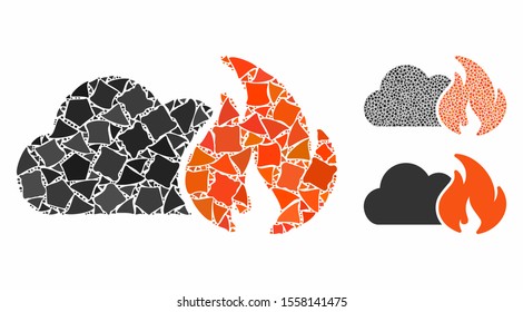 Wild Fire Composition Of Bumpy Pieces In Variable Sizes And Color Tints, Based On Wild Fire Icon. Vector Bumpy Dots Are Combined Into Composition. Wild Fire Icons Collage With Dotted Pattern.