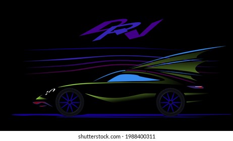 Wild Fish Car Drive, Fantastic car poster vector illustration