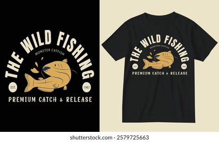 The wild fish. Fishing t-shirt design.