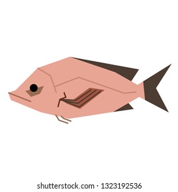 wild fish geometric style illustration. Underwater world exotic fish series