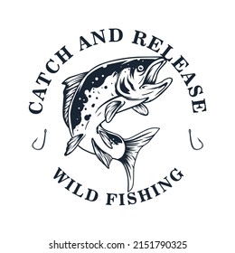Wild Fishing Logo, Catch And Release