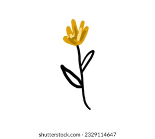 vector abstracto de flor silvestre. hierbas, plantas de flores herbáceas, flores florecientes, arbustos submarinos aislados de fondo blanco. Ilustración del vector botánico dibujada a mano.