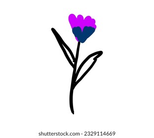 wild flower abstract vector. herbs, herbaceous flowering plants, blooming flowers, sub shrubs isolated on white background. Hand drawn botanical vector illustration.