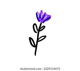 abstrakter Wildblume-Vektorgrafik. Kräuter, Kräuter, blühende Pflanzen, Blumen, Untersträucher einzeln auf weißem Hintergrund. Handgezeichnete botanische Vektorgrafik.