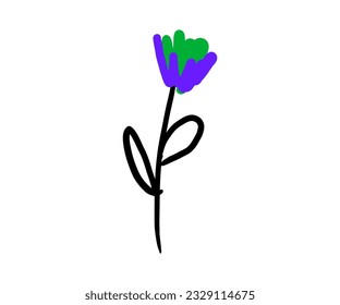 wild flower abstract vector. herbs, herbaceous flowering plants, blooming flowers, sub shrubs isolated on white background. Hand drawn botanical vector illustration.