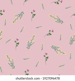 Wild flower clover and gorse seamless pattern
