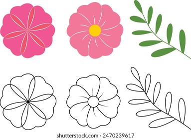 Wild flower coloring page. Outline hand drawn vector illustration floral
